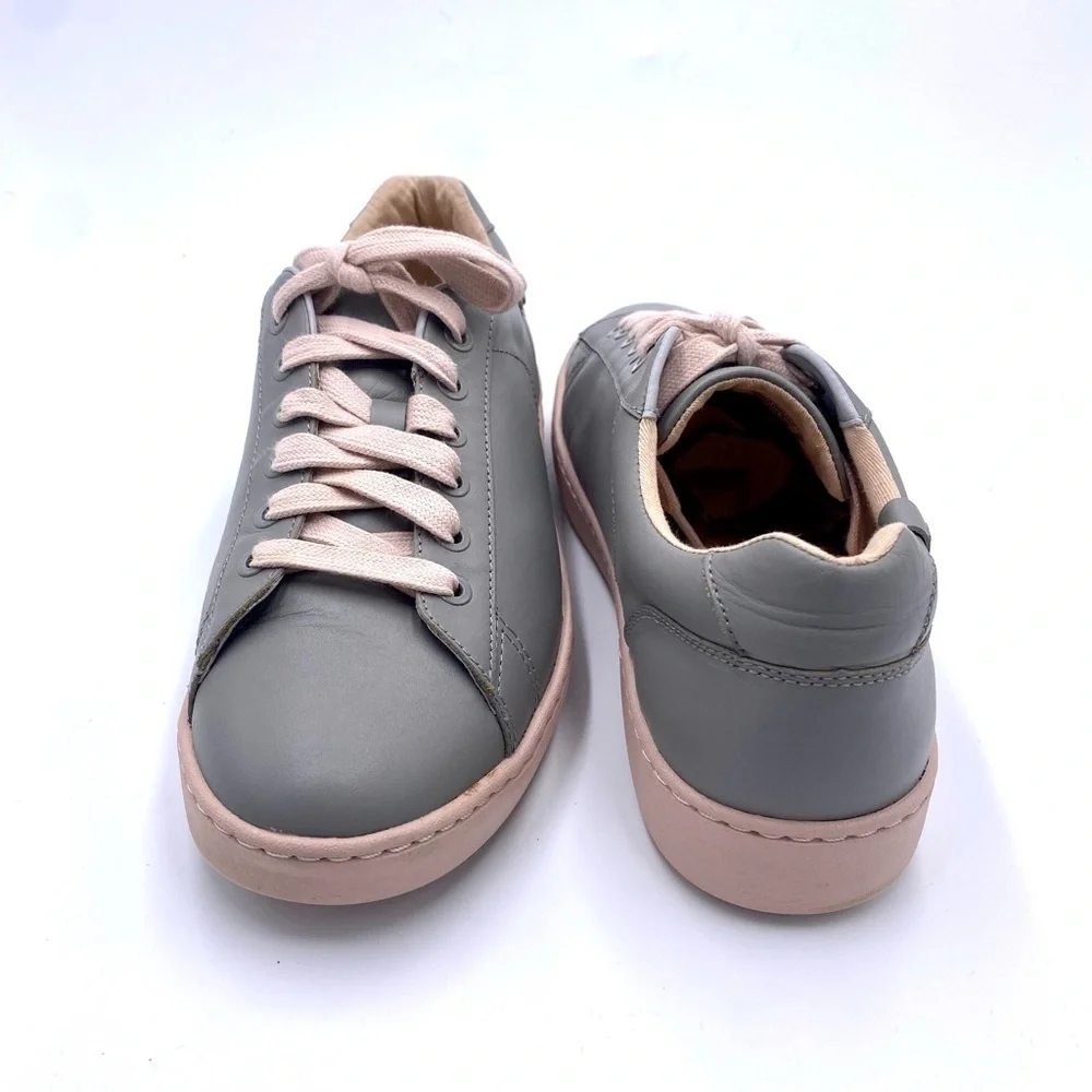 Vionic Mable Leather‎ Lace Up Sneakers Grey Pink sz 9